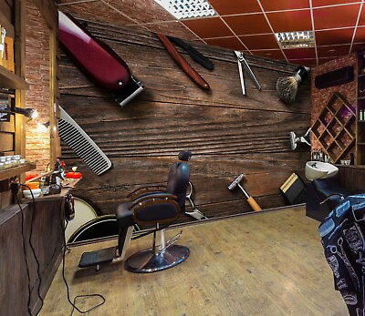 #ad 3D Small Razor A118 Hair Cut Barber Shop Wallpaper Wall Mural Self adhesive Vera AU $379.99