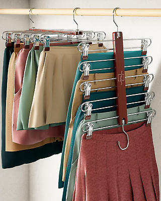 #ad Skirt Hangers Space Saving European Beechwood Shorts Hangers amp; Skirt $37.36