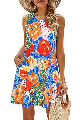 #ad Summer Dresses for Women Beach Floral Tshirt Sundress Medium Multicoloured $44.27