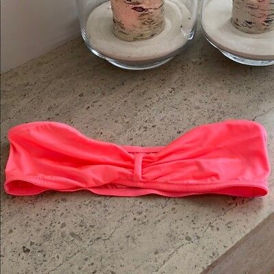#ad Victorias Secret Bandeau Bikini Swim Top Size S M L Blue HOT PINK Strapless $12.99
