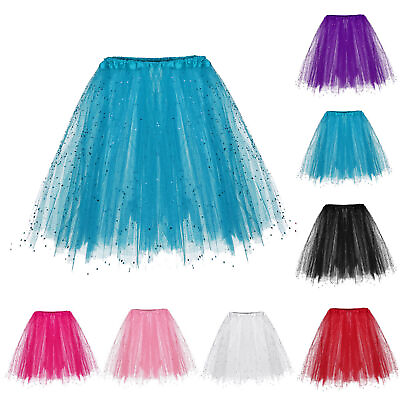#ad Women#x27;s Tutu Skirt Glitter Sequin Asymmetric Tulle Latin Dance Ballet Skirt $12.54