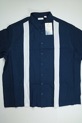 Mens Cafe Luna Dress Blues Short Sleeve Woven Button Up Shirt NEW NWT $19.99