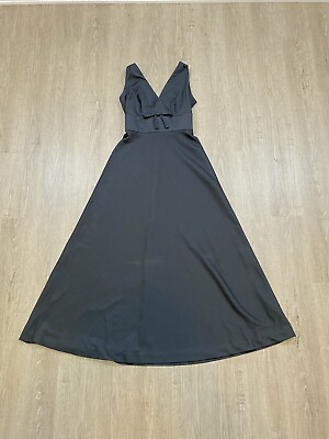 #ad vtg 60#x27;s 70#x27;s black maxi dress xs s butte knit dacron polyester mod sleeveless $50.00