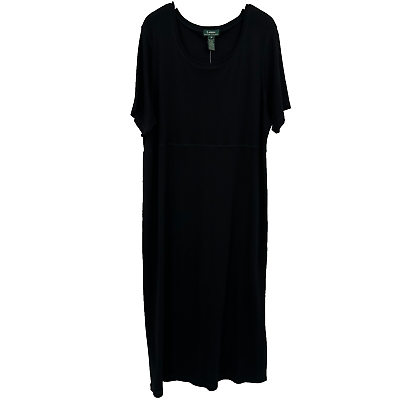 #ad Lauren Ralph Lauren Maxi Dress Plus Size 3X Stretch Knit Black 100% Cotton New $69.95