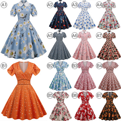Lady 50s 60s Vintage Retro Rockabilly Gown Prom Womens Evening Party Swing Dress $19.79