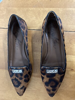 Brighton Womens Calf Hair Leopard Print Shoes Size 7 Pointy Toe Loafer “Eve” $25.00