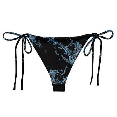 #ad New Women#x27;s String Bikini Bottom Black and Blue UPF50 Polyester Sizes XS 6XL $14.65