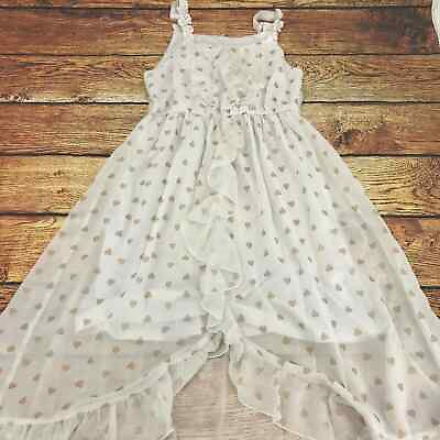 #ad #ad Girls Fancy Long Maxi Dress Sleeveless Heart Print Kids Youth Ruffles $11.99