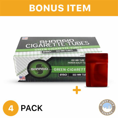 Shargio Menthol Flavor Cigarette Tubes 100s Green 4 Boxes 250ct amp; Bonus Case $25.00