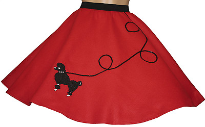 #ad Red FELT Poodle Skirt Girl Size SMALL Ages 4 6 Waist 18quot; 24quot; L: 18quot; $25.95