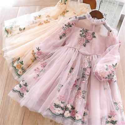#ad Dress Wedding Party Princess Casual Kids Clothes Lace Long Sleeves Children#x27;s $23.45