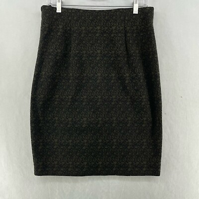 #ad Grace Pencil Skirt Short Women Sz 10 Olive Green Black Heathered Knitted Stretch $7.49