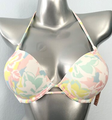 #ad Victorias Secret Nwt Swim Bikini Top Bombshell 2 Cups Halter Push Up Pastel $24.99