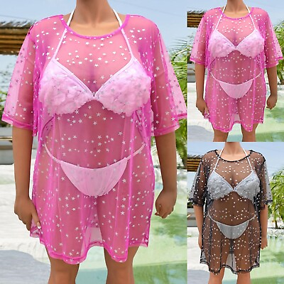 #ad Swimsuit Cover Ups For Women Xl Mesh Comfortable Beach Bikini Cover Up Swimwear $8.99