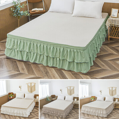 Bed Skirt Ruffle Wrap Around Skirt Bed Easy Fit All Bedding Size Elastic Valance $37.31