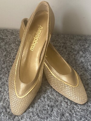 California Magdesians Womens Heel 7 N Gold Slip On Party Cocktail Low Heel $21.99