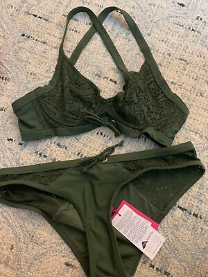 #ad Curvy Kate Dark Green Lace Bikini Swimsuit Size Small New with Tags  $35.00