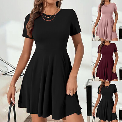 #ad #ad Women Mini Dress Summer Holiday Fit amp; Flare Ruffle Swing Sundress Skater Dresses $20.64