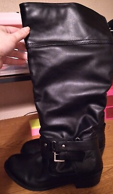 #ad quot;SM Brandquot; Women#x27;s Black Boots Size 7W Knee Lenght $23.00