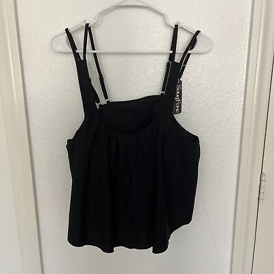 #ad #ad SougFone Women’s Ruffled Flounce Bikini Top Black Adjustable straps Size XL NWT $11.69