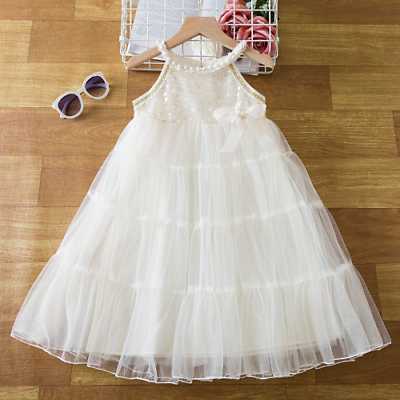 #ad Ceremony Dress Summer New Kids Birthday Princess Costume SequinPearls Long Dress $19.31