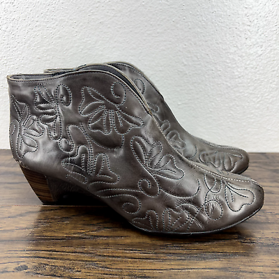 Pikolinos Womens Boots Size 39 US 8.5 9 Gray Quilted Leather Floral Ankle Zip $39.88