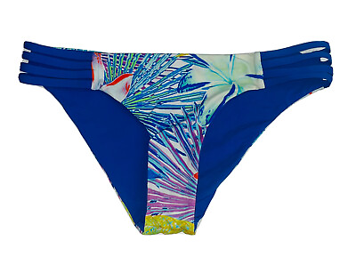#ad TiniBikini Womens Size XS Multicolor Tropical Reversible Swim Bikini Bottom $21.99