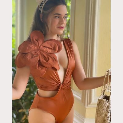 #ad Floral Lace Shoulder One Piece Swimsuit Swimwear Women Bathing Suit Bandage Swim $25.42