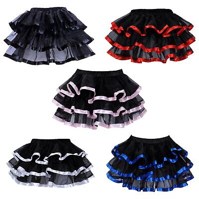 #ad Layered Ballet Tutu Skirt Women#x27;s Teens Classic Elastic Tulle Skirt Adult Size $17.57