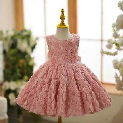 #ad Children#x27;s Sleeveless Princess Pink Ball Dress Birthday Baptist Party Girl Dress $54.69