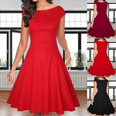 #ad Women Formal Mini Dress Ladies Ruffle Swing Evening Cocktail Party Dress Gown 18 $25.49