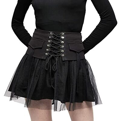 PUNK RAVE DAILY Gothic Pleated Skirt for Women Flared Skirt Mini Skirts Womens $12.99