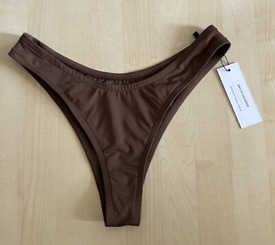 #ad #ad NWT Tan Lines by Sivan Ayla Brown Cheeky High Cut Bikini Bottoms size Small $21.00
