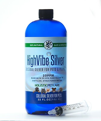 Colloidal Silver for Pets Dogs Cats Birds 32 Oz. 20 PPM $40.95