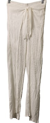 Kona Sol Womens Small White Gauze Tie Waist Beach Swim Swimsuit Cover Up Pants $12.99