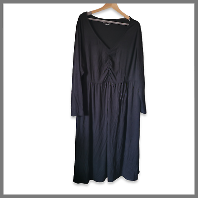 Ava amp; Viv Women#x27;s Plus Size front ruched long sleeve black dress 2x $15.99