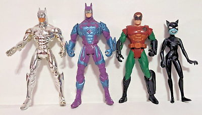 #ad 4 DC Comics Action Figure Lot Two Batmans One Robin One Catwoman $10.50
