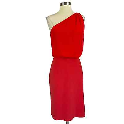 #ad Ralph Lauren Women#x27;s Cocktail Dress Size 14 Red Sleeveless One Shoulder Sheath $69.99