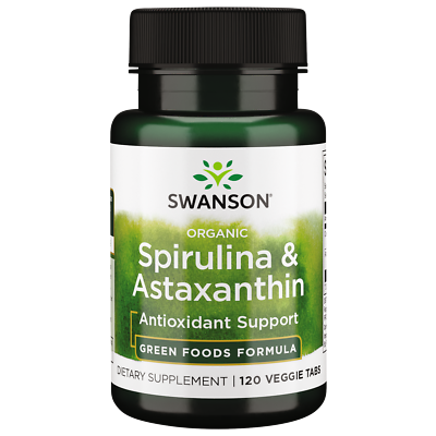 #ad Swanson Organic Spirulina and Astaxanthin 120 Veggie Tablets $11.89