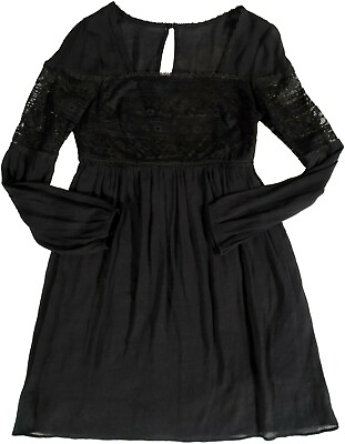 #ad Womens Size 5 I.N. San Francisco Black Lace Long Sleeve Boho Dress Preowned*CUTE $11.63