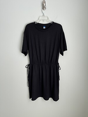 New Old Navy Black Linen Blend Short Sleeve Casual Dress Size Large $34.55