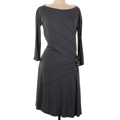 #ad Roberto Cavalli Cocktail Dress 8 Rhinestone Designer Slate Gray Jersey Fit Flare $198.00