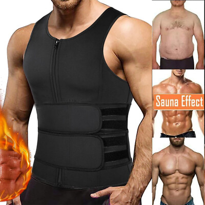 #ad Men#x27;s Sauna Suit Sweat Vest Tank Tops Neoprene Shirt Body Shapers Waist Trainer $22.79