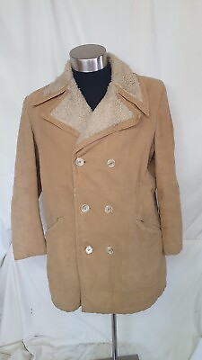 #ad Mens Warm Coat House of sears size M Beige 46quot; chest 34quot; length 0858 GBP 80.00