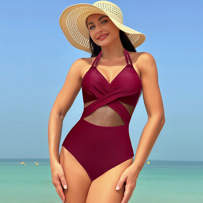 #ad #ad Halter neck Summer Mesh Bikini Beach Womens Clothing $32.00
