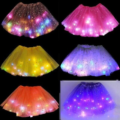 Light Up Girls LED Glow Tutu Star Stage Dance Skirt Princess Bercahaya Cosplay $8.99