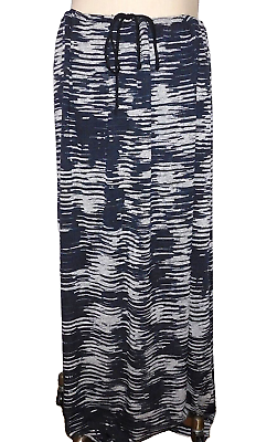 #ad New Womens 2x Maxi Skirt Long White Black BOBEAU NORDSTROM Drawstring Comfy $27.95