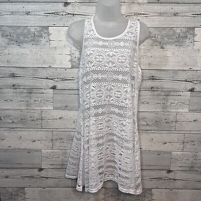 #ad New West Loop Women#x27;s White Crocheted Beach Cover up small medium $13.99
