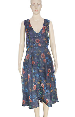 ModCloth Floral Printed V Neck Sleeveless Frock Midi Dress Summer Plus Size 2X $31.83