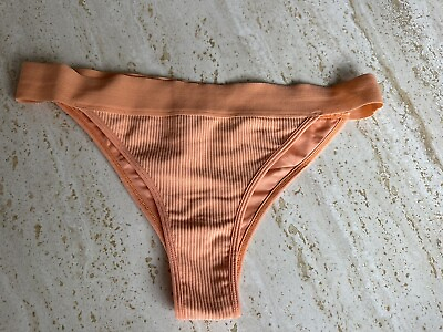 #ad Frankies Bikinis Women#x27;s Ribbed Thong Bikini Bottom Melon Color Size Small $39.00